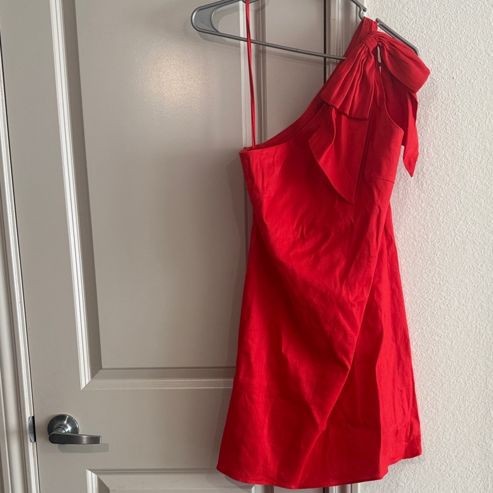 ANTONIO MELANI Vibrant Red One-Shoulder Dress